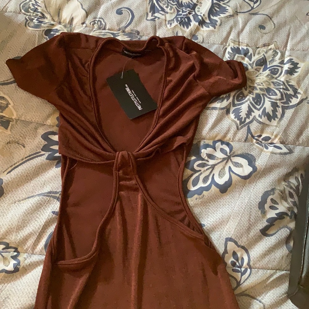 Brown prettylittlething dress